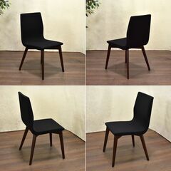 ≪yt1406ジ≫ アウトレット家具 アームレスチェア サンプル品 座面幅45cm 布張り/黒系 脚/茶系 シンプル/モダン/おしゃれ 60427-08の画像