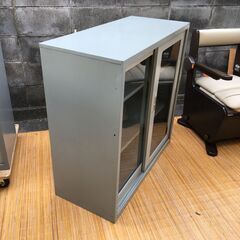【オフィス収納家具】ロッカー 引き戸 ガラス窓 キャビネット スチール 鍵無 書庫 店舗の画像