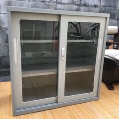 【オフィス収納家具】ロッカー 引き戸 ガラス窓 キャビネット ス...