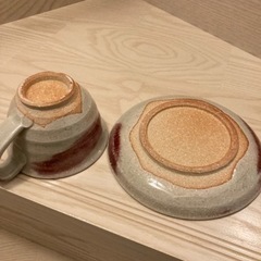 丸伊製陶 信楽焼 へちもん カップ&ソーサー 紅えがき プチ 生活雑貨 食器 コーヒー、ティーの画像