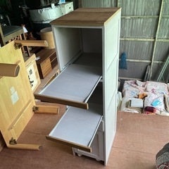 《新品に近い》萩原(Hagihara) キッチンラック（ホワイトウォッシュ） MUD-5901WSの画像