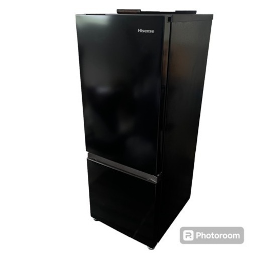 Hisense 2ドア冷蔵庫 HR-D15FB ノンフロン冷凍冷蔵庫 162L ハイセンス 2022年製 ブラック 右開き
