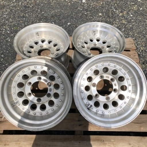 【に.ec】北海道旭川市発 15インチアルミホイール PCD139.7 6穴8.5j オフセット-33 深リム HILUX 等 深リム 希少 旧車