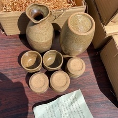 笠間焼 徳利 お猪口 セット 陶器 おちょこ 骨董品 酒器 1箱1000円の画像