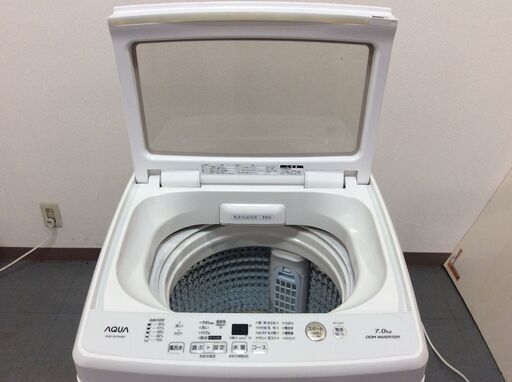 （7/14受渡済）JT8940【AQUA/アクア 7.0㎏洗濯機】美品 2019年製 AQW-GV70H 家電 洗濯 簡易乾燥付