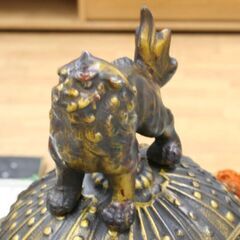昭和レトロ 美術鋳物 源九郎義経 長鍬形獅子頭 兜 約9.4kg 端午の節句 五月人形 源義経 工芸品 置物 インテリア 札幌市 清田区 平岡の画像