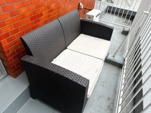 家具 ソファ 2人掛け  ラタン調 屋外用ソファ