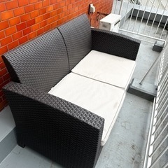 家具 ソファ 2人掛け  ラタン調 屋外用ソファ