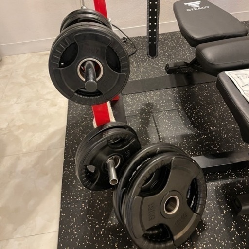 ラバーバーベル プレート、108kg分、20kg x2他、スポーツ フィットネス、オリンピックプレートサイズ、トレーニング