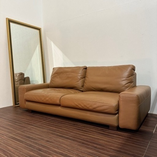 馬場家具　キャメルレザー　本革　家具 ソファ 3人掛けソファ