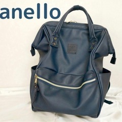 anello リュック　ネイビー　アネロ　合皮　フェイクレザー　...