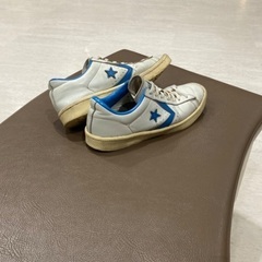 『 converse  』👟 スニーカー 👟 白 × 青 ヴィンテージ，24.5cm，OLD SKOOL！の画像