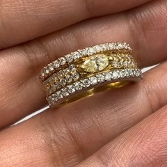 K18pt900 コンビ　ダイヤ　リング　8.3g 約10.5号　0.66ct