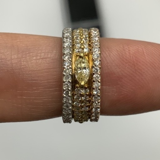 K18pt900 コンビ　ダイヤ　リング　8.3g 約10.5号　0.66ct