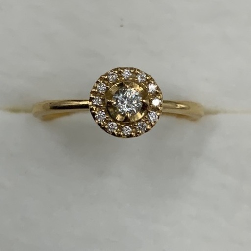 K18 18金　スターダイヤ　リング　2g 約9号　 0.088ct 0.05ct WISH UPON A STAR