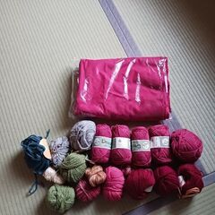 毛糸&コーデュロイ生地(えんじ色)
