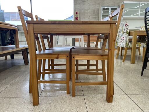 ★ジモティ割あり★ IKEA 四人掛けダイニングセット ナチュラル H73.5×D74×W118 クリーニング済み TJ6531