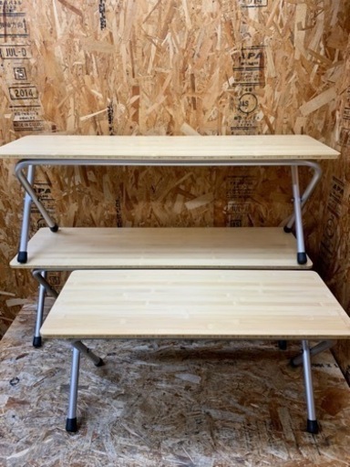 a(6431) 【引き取り限定】レア！美品！ スノーピーク フォールディングシェルフ 竹 レギュラー１台 ロング２台 テーブル アウトドア  Peak