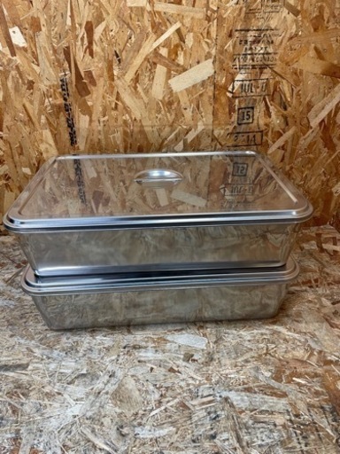C(6443)③ AG ステンレス 角バット 2枚取 ふた付き 手付き 2個セット 未使用品 業務用 厨房用品