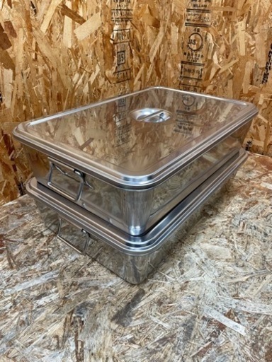 C(6444)④ AG ステンレス 角バット 2枚取 ふた付き 手付き 2個セット 未使用品 業務用 厨房用品