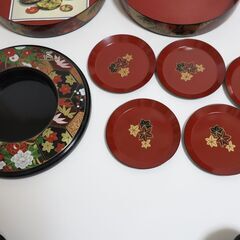 皿付二段寿司重 山中漆器の画像