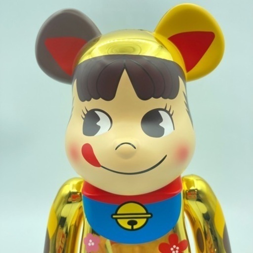 a99503 BE@RBRICK 不二家 招き猫 ぺこちゃん 1000% & 400% 福 金メッキ おもちゃ フィギュア 未開封