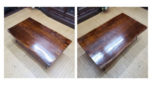 ｆ46 美品　無垢材使用　ウッド＆アイアン　センターテーブル