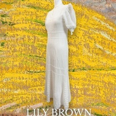 リリーブラウンLILY BROWNクロシェライクニットワンピース...