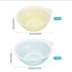 【水切りザル2つセット✨】果物 野菜 キッチン ボウル 米 uxcell 新生活の画像