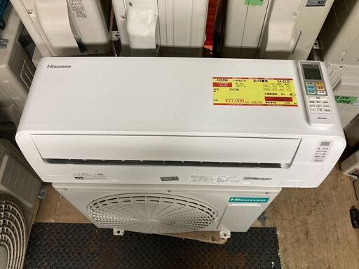 K05356　中古エアコン ハイセンス 2022年製 主に6畳用 冷房能力 2.2KW / 暖房能力 2.2KW