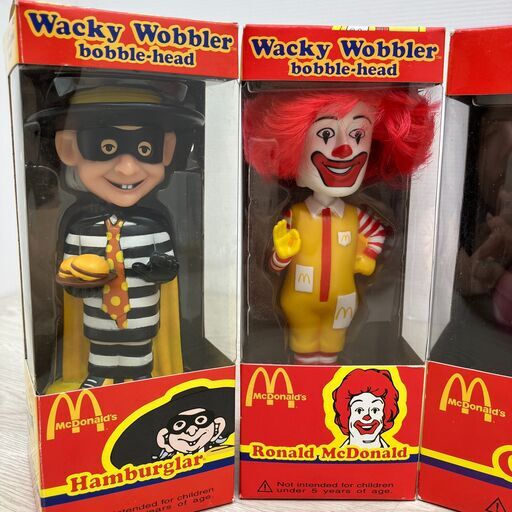【レトロ・保管品】ファンコ社　wacky wobble　マクドナルド　首振り人形　5体セット　アメリカン雑貨(B6-128)