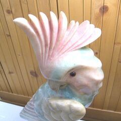 彫刻 手彫り Made in ITALY アラバスター ALABASTER 大理石 鳥 オウム 高さ 約44cm 中古 札幌市厚別区 厚別店の画像