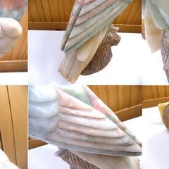 彫刻 手彫り Made in ITALY アラバスター ALABASTER 大理石 鳥 オウム 高さ 約44cm 中古 札幌市厚別区 厚別店の画像