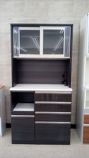 ★ジモティ割あり★ 社団法人全国家具工業連合会 レンジボード 黒 H200×D50×W99.8 クリーニング済み TJ6557