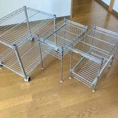 3台セットでも1台でもOKです★Luminous☆ルミナス☆ドウシシャ☆キッチン☆スチールラック☆メタルラック☆スライドバスケット付きラックとキャスター付きワゴン