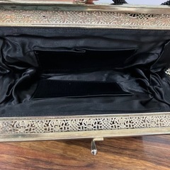 ☆値下げ☆K2406-662 手さげポーチ ビーズ 花柄/ブラック/ピンク/シルバー キズ汚れ有りの画像