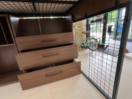 美原店　システムベッド　マットレス付き　収納棚　本棚付き　ロフトベッド ミドルタイプ