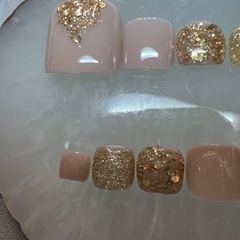 フットネイルチップ　シェル　ゴールドの画像
