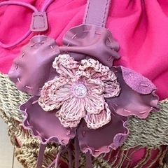 【美品】可愛い手作り籠トートバッグの画像