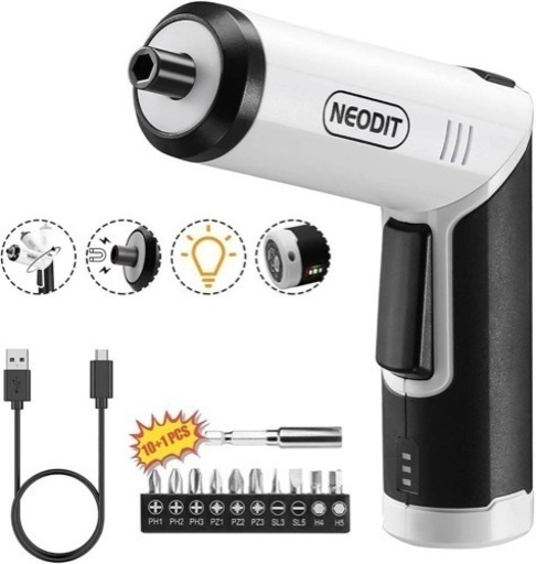 NEODIT 電動ドライバー 電動ドリル 10本ビット 1本延長棒