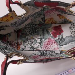 ハンドバッグ　赤/花柄　1個の画像
