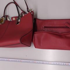 ハンドバッグ　赤/花柄　1個の画像