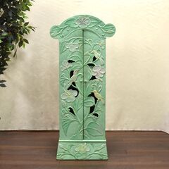 ≪yt1421ジ≫ ヴィンテージ家具 木製キャビネット ミントグ...
