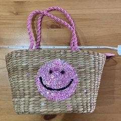 籠バッグ　子供　スパンコール　ニコちゃん　　