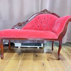 家具 生活家具 アンティークソファ　シングルレスト　レッド×ブラウン