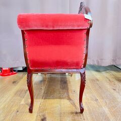 家具 生活家具 アンティークソファ　シングルレスト　レッド×ブラウンの画像