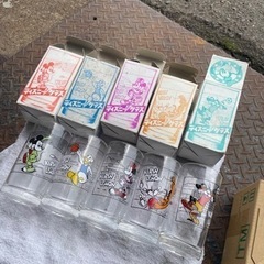 昭和レトロ　ディズニー　ガラスコップ　５種類　１４個まとめて