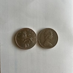 イギリス　1969年　1977年　エリザベス二世　白銅貨　10ペンスの画像
