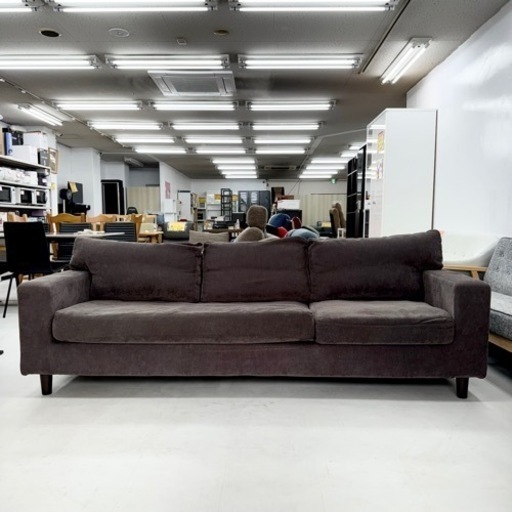 【美品‼️】特大サイズ♪ two-one style 215cm幅3人掛けソファ 布製ダークブラウン♪