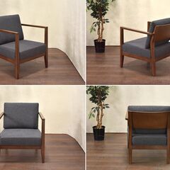 ≪yt1426ジ≫ アウトレット家具 アームチェア/ラウンジチェア 試作サンプル クッション2種付属 1Pソファ/ゆったり 現状品 60428-04の画像